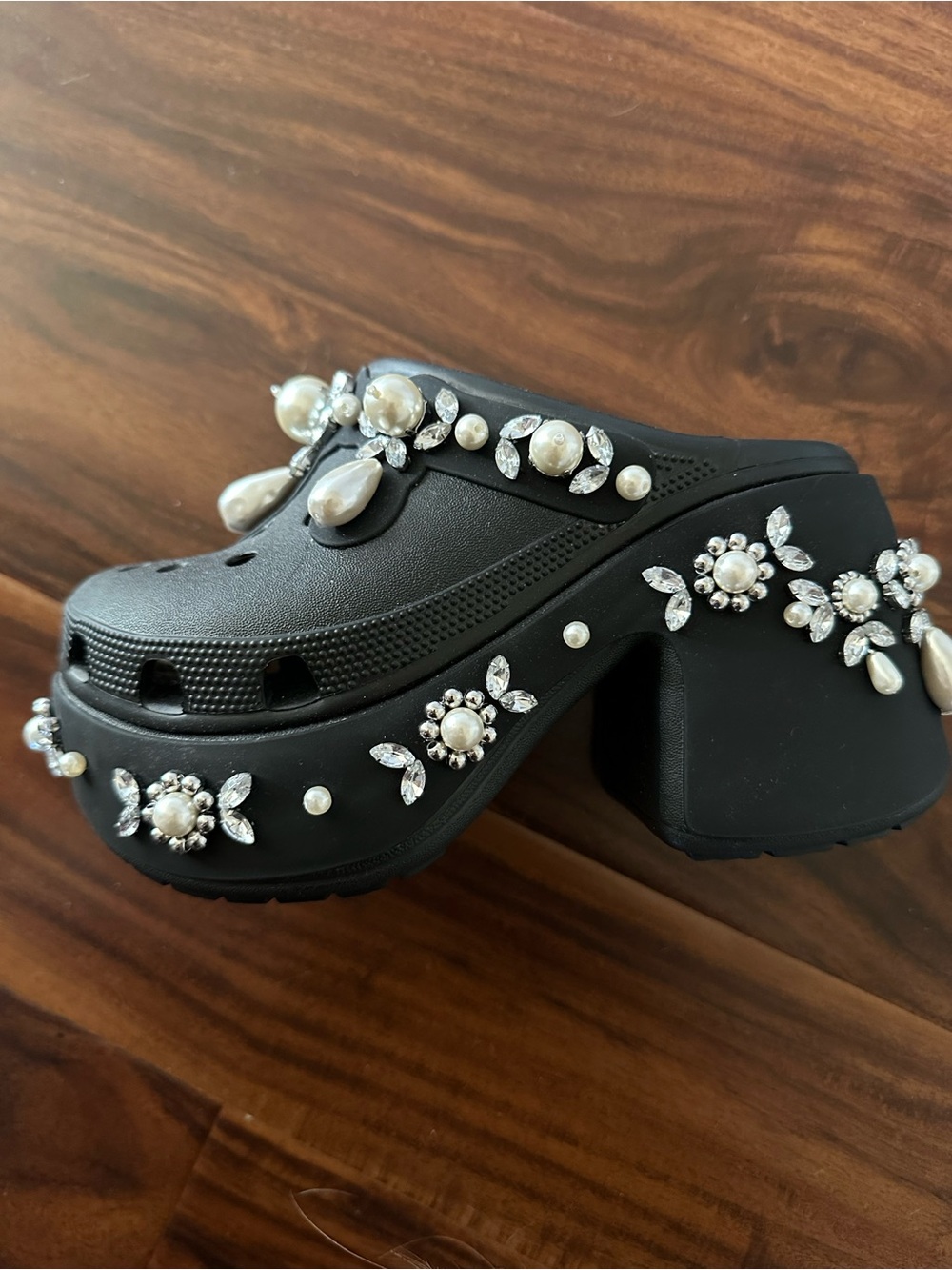 Simone Rocha X Crocs Siren Clog Black Pearl & Crystal Embellished